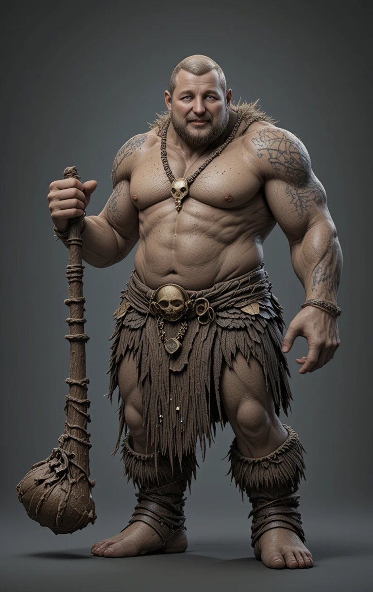 Un ogre muscoloso raffigurato come una figura 3D a figura intera
