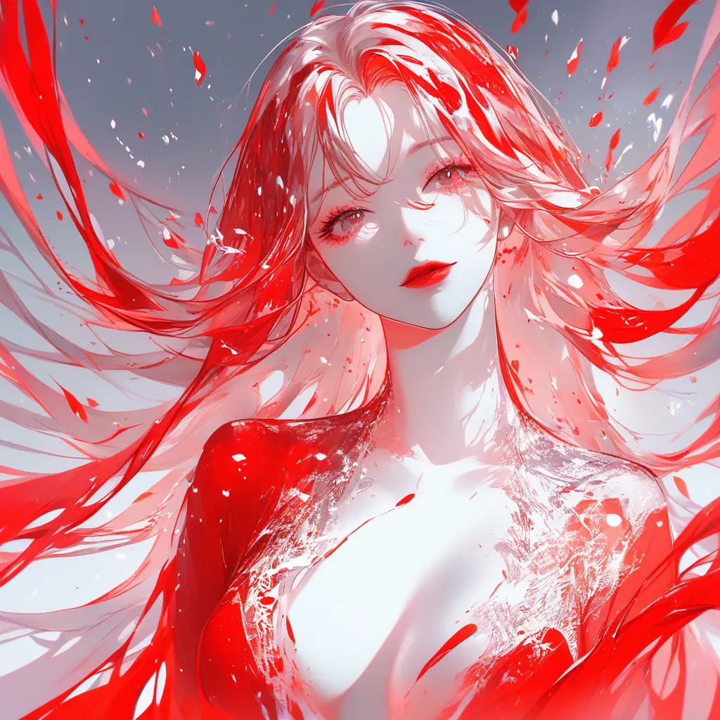 A Woman's Face Dissolves Into White With Striking Red Lips