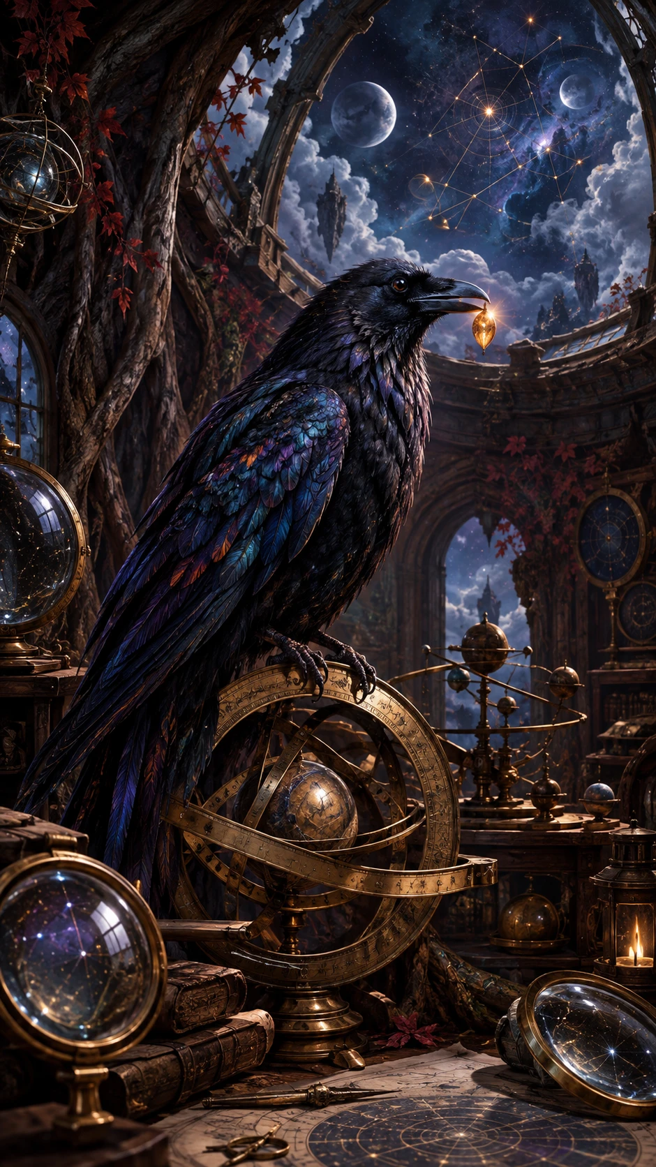 A Raven Perches on an Astronomical Instrument in a Forgotten Observatory