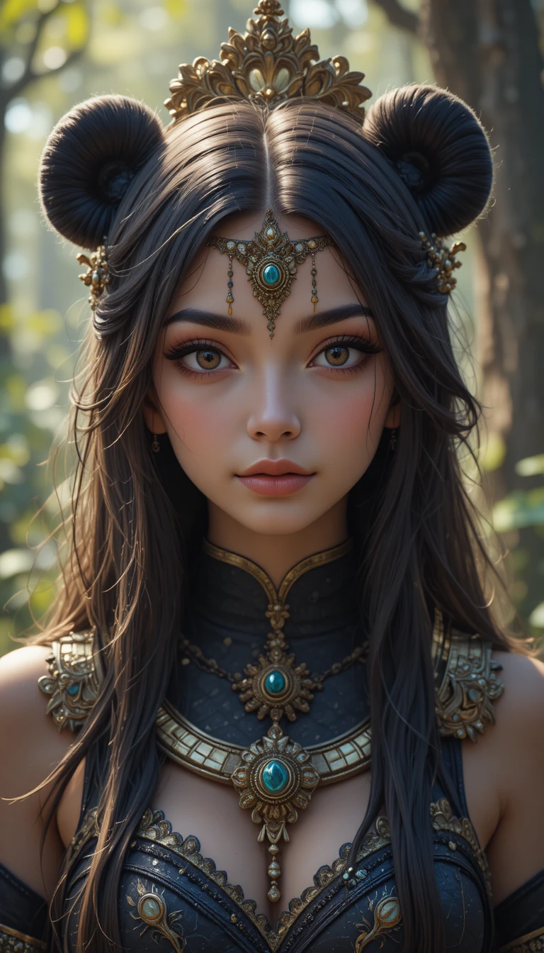 A young woman appears within an animated universe