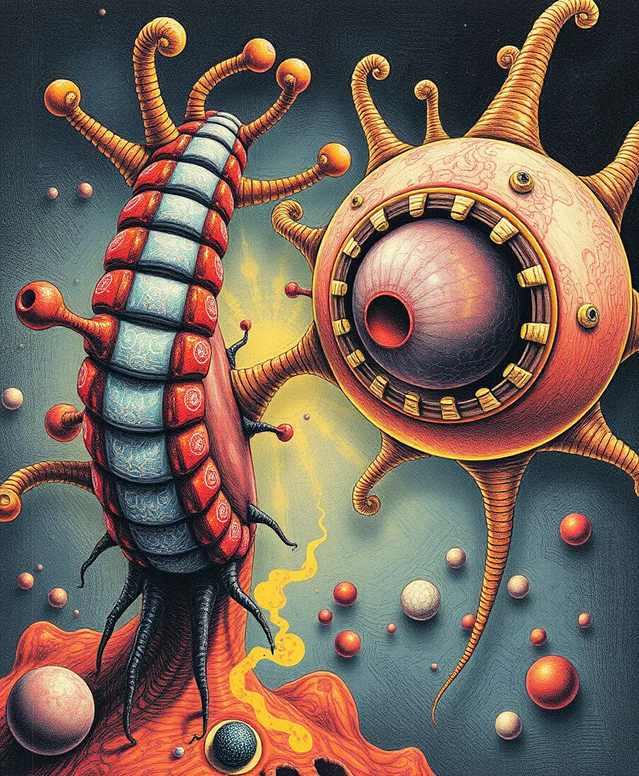 Tubular and globular organisms contemplate abstract ideas before extinction