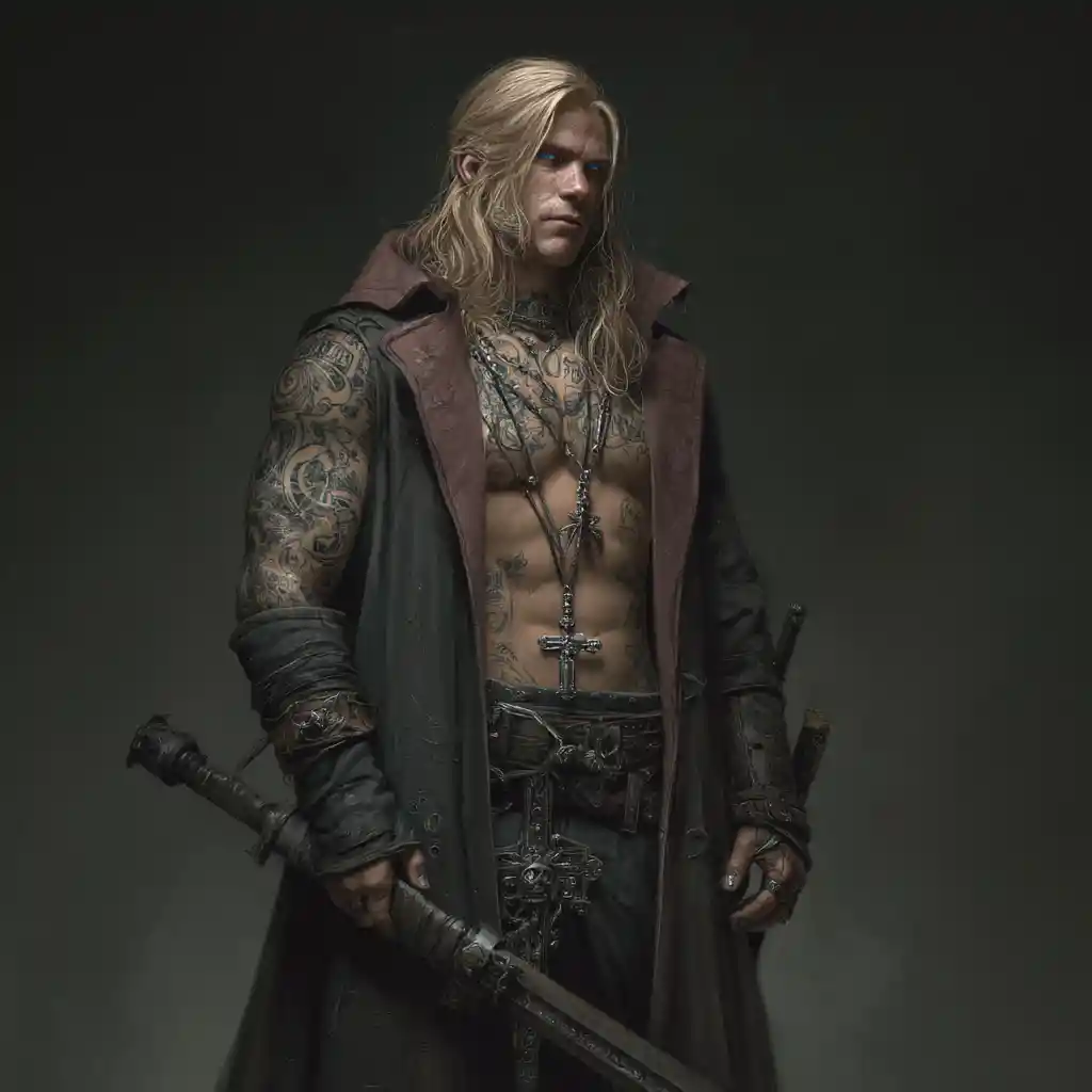 A high fantasy warrior with blonde hair and a heavy maul