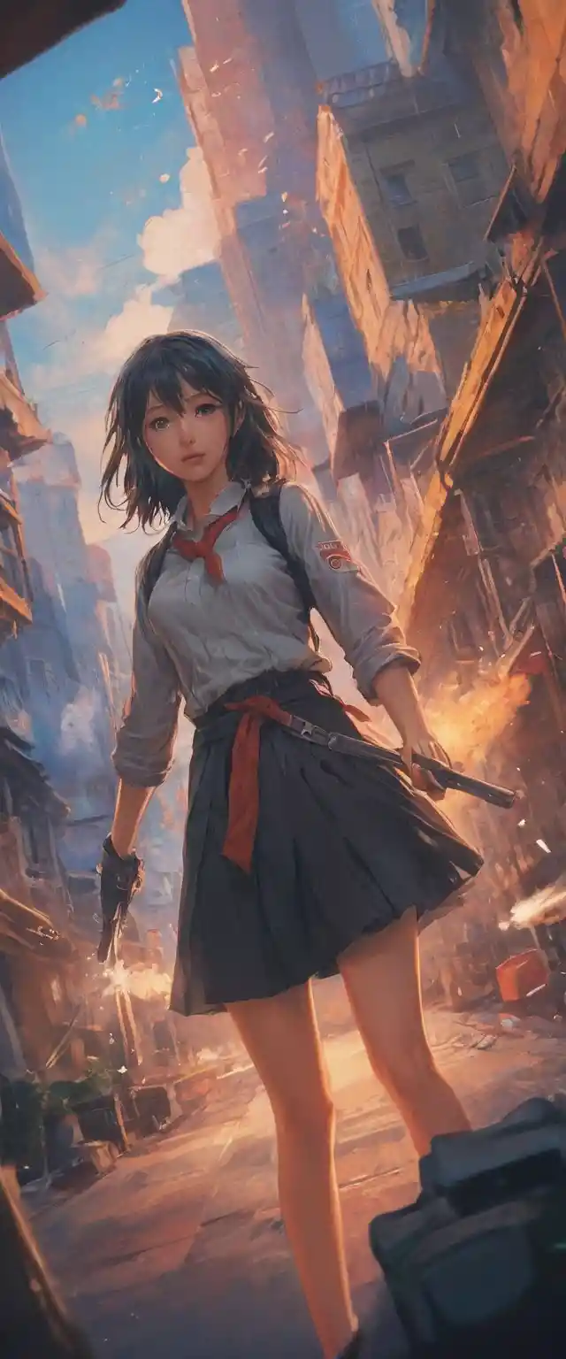Whimsical magical characters exchange gunfire in a tilted cinematic scene