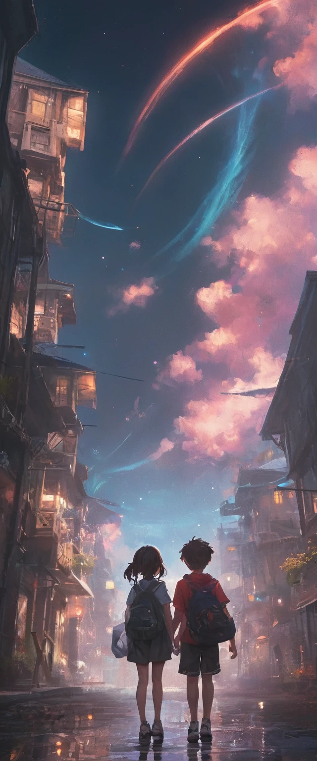 Cute Toddlers in Cosplay Play Together Beneath a Magical Sky