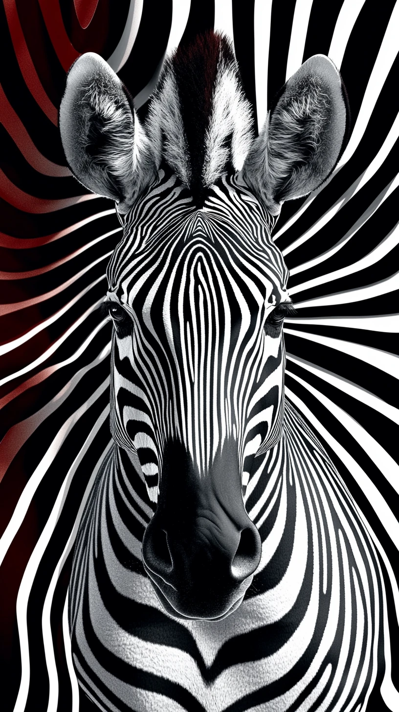 A zebra’s stripes transform into mesmerizing black and white optical tunnels