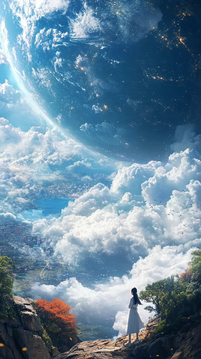 遼闊的水域景觀延展於浩瀚宇宙之中