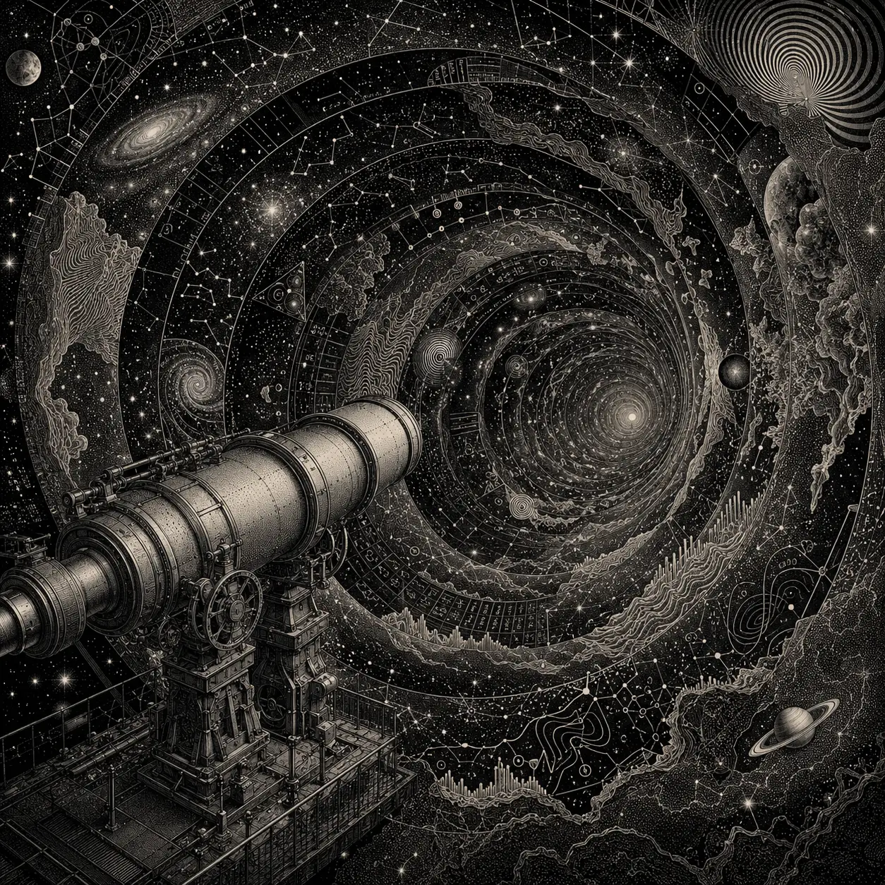 望遠鏡窺見一條充滿星系與星座的無盡隧道