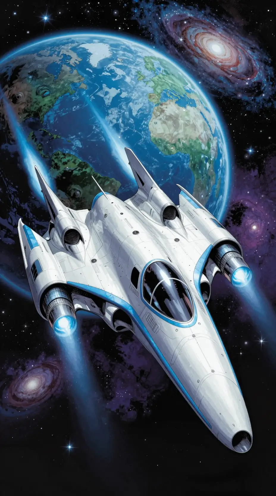 星際戰機掠過深空中的浩瀚行星