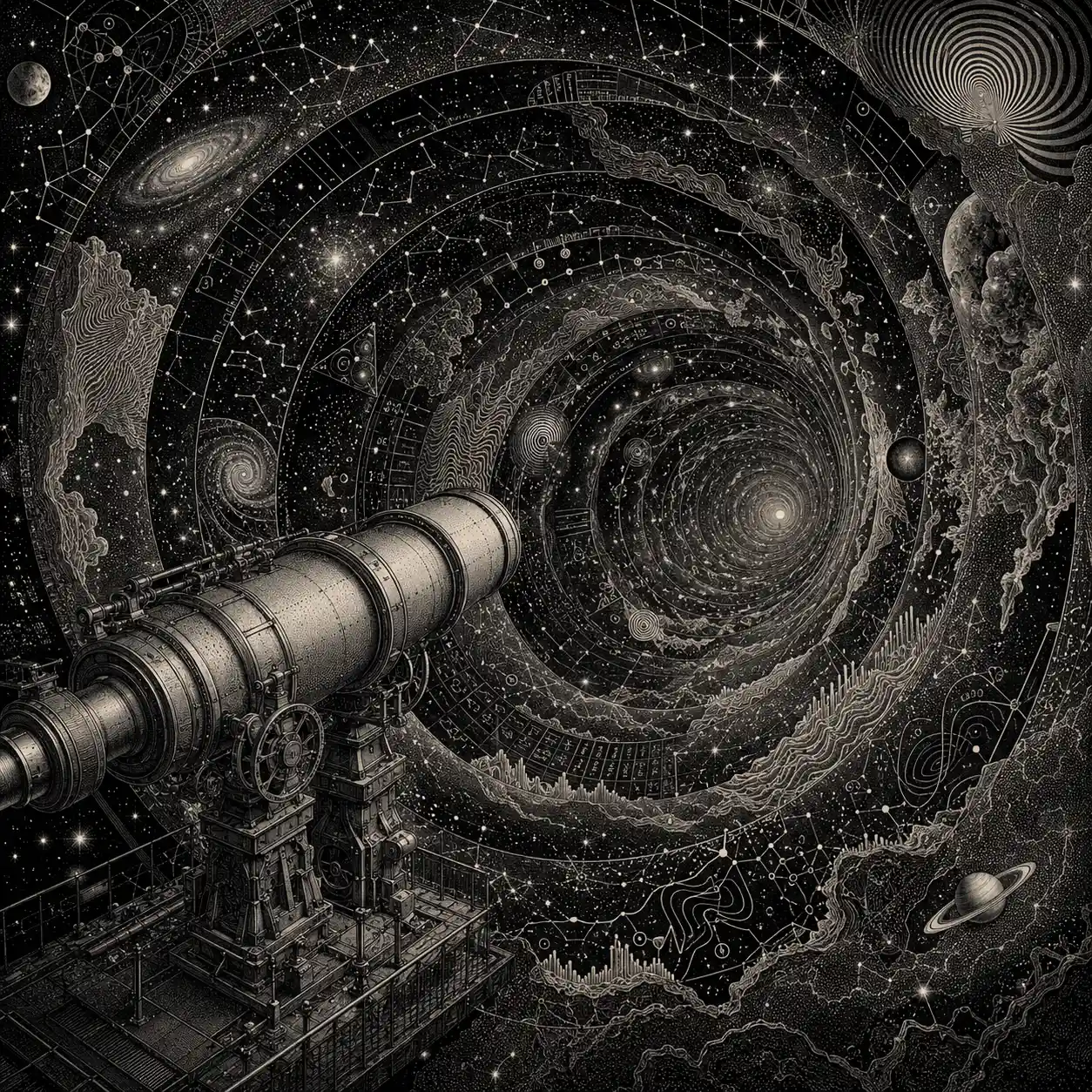 望遠鏡窺見一條充滿星系與星座的無盡隧道
