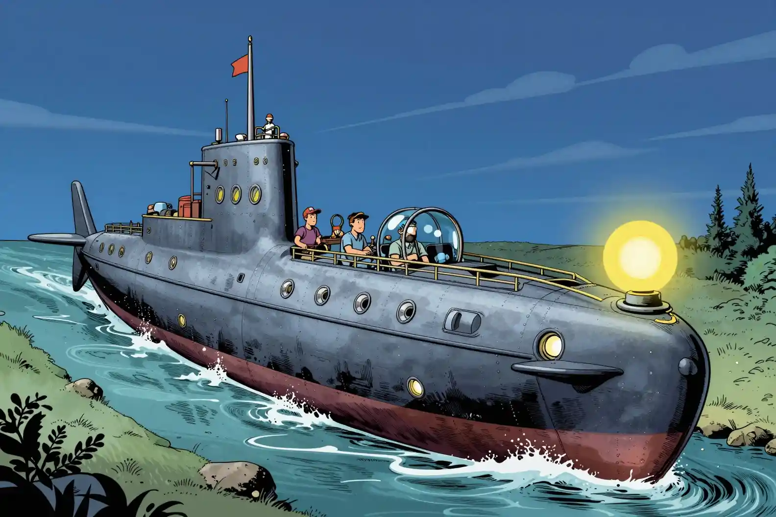 The Nautilus Submarine’s Cigar-Shaped Hull Bears Overlapping Scale-Like Plates