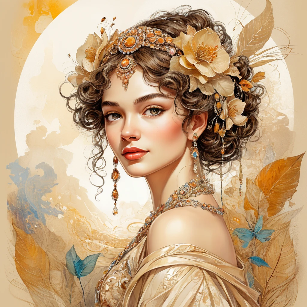 Une jeune femme dans une illustration vectorielle abstraite et joyeuse
