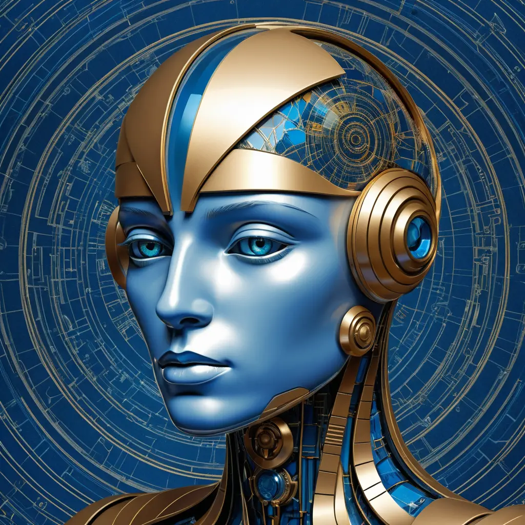 行星級人工智慧的抽象立體派特寫視覺