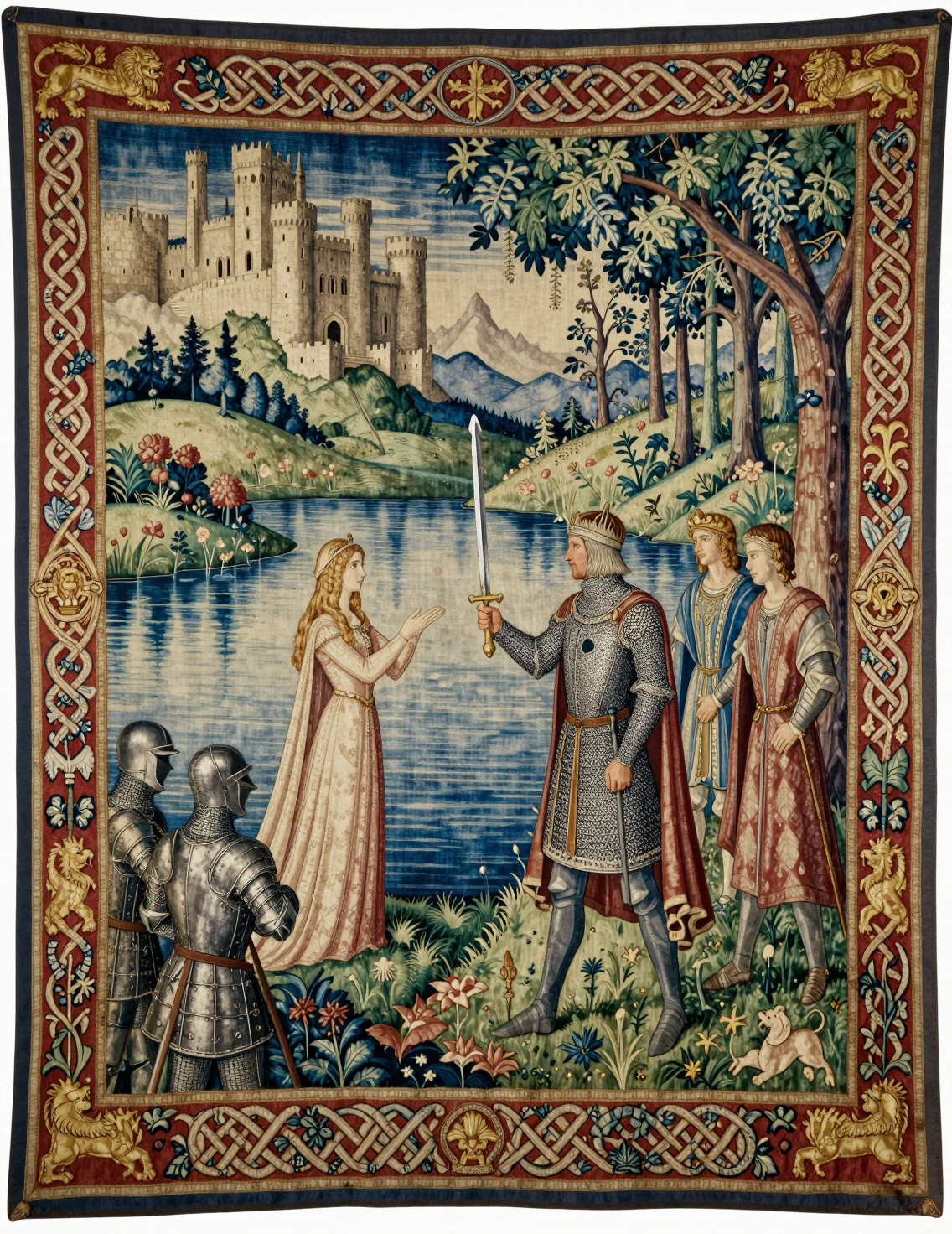King Arthur receives Excalibur from the Lady of the Lake