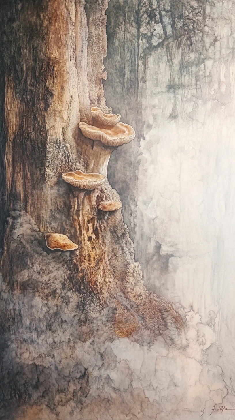 Alberi antichi rivelano ritratti nascosti tra luci mutevoli e nebbia