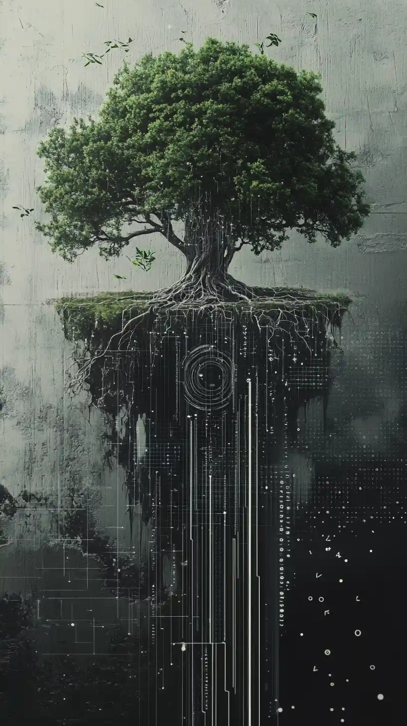 Rows of data grow into an ancient forest of mathematical trees
