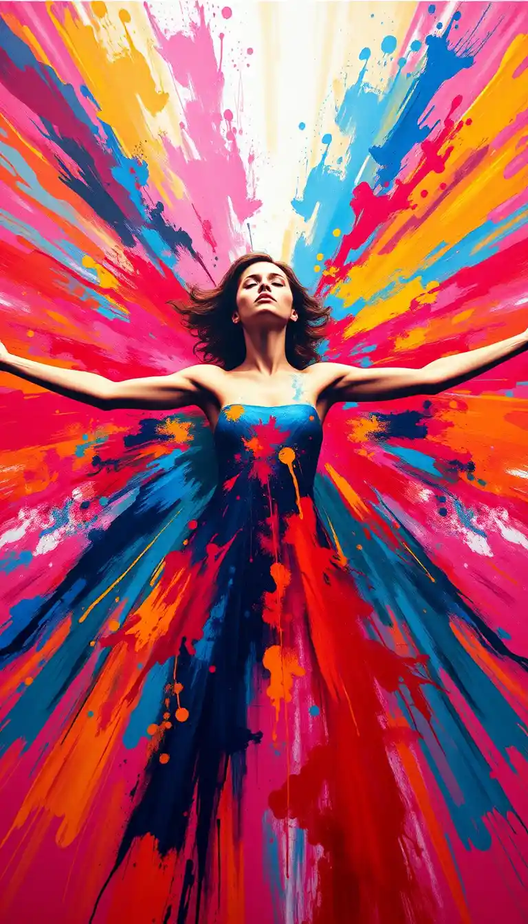 A Young Woman Dissolves Into Light Amid Sweeping Abstract Color