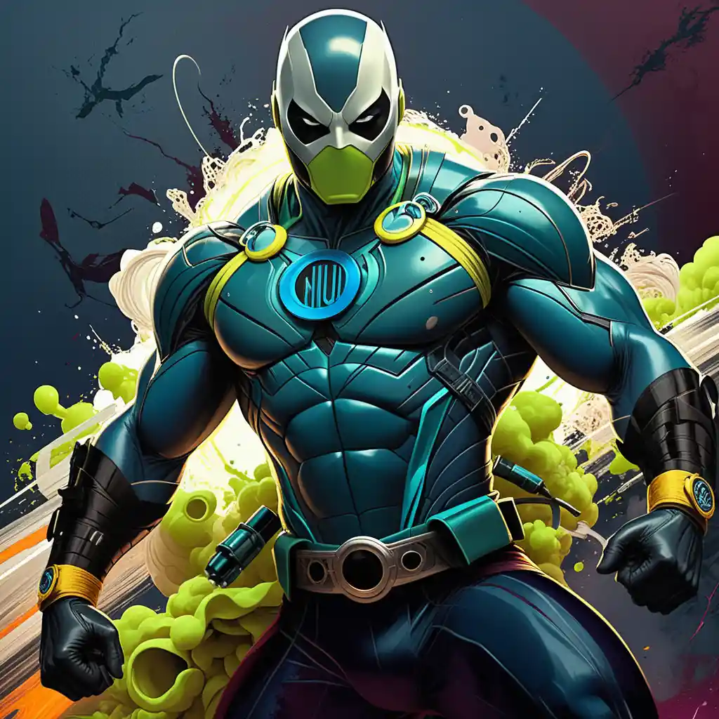 Un superhéroe negro enmascarado con un traje táctico de cómic