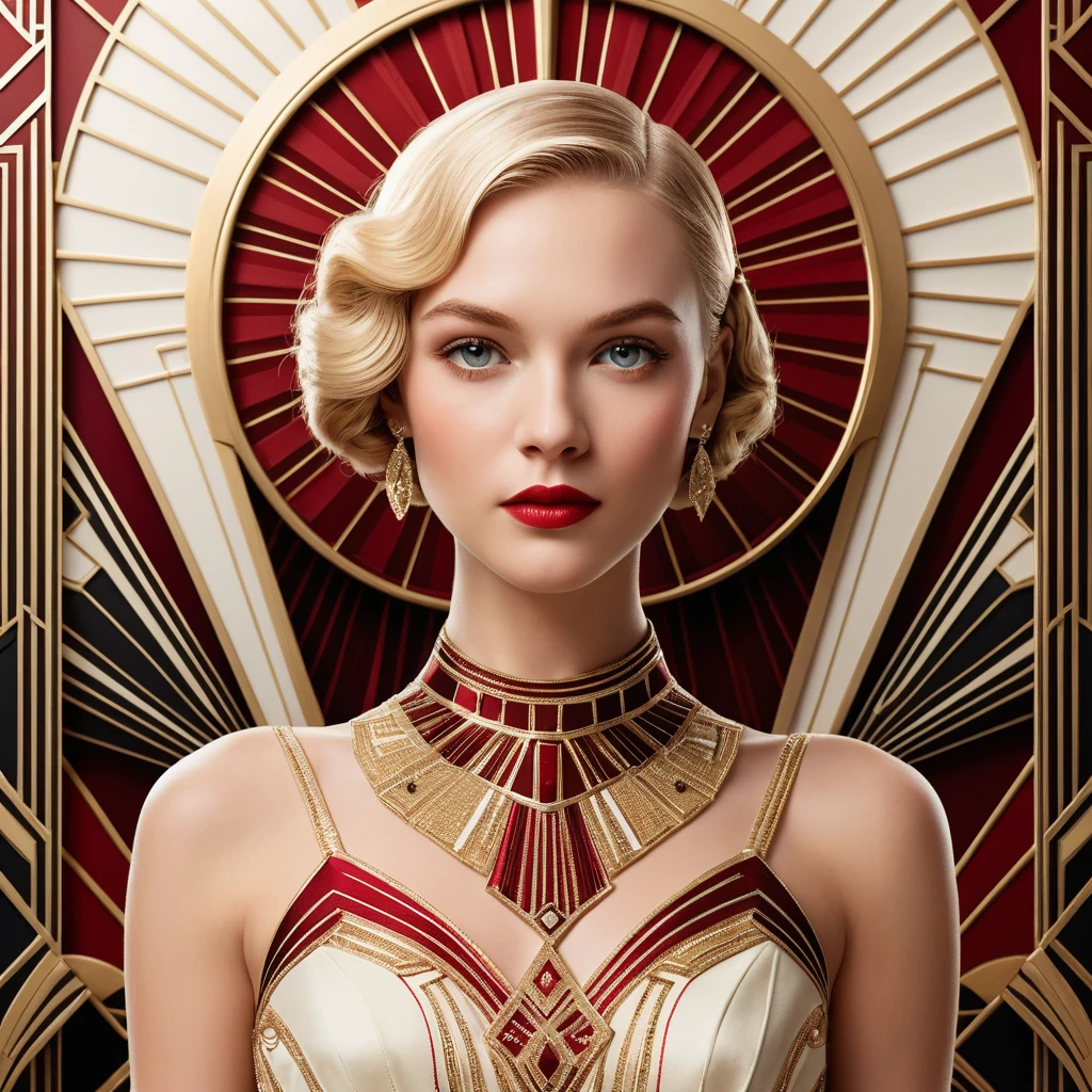 A confident young woman in an elegant Art Deco evening portrait