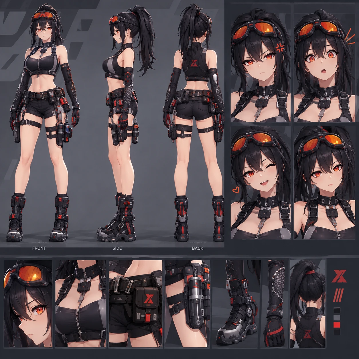 Anime Girl With Tactical Gear and Orange Goggles in a 3D Character Model