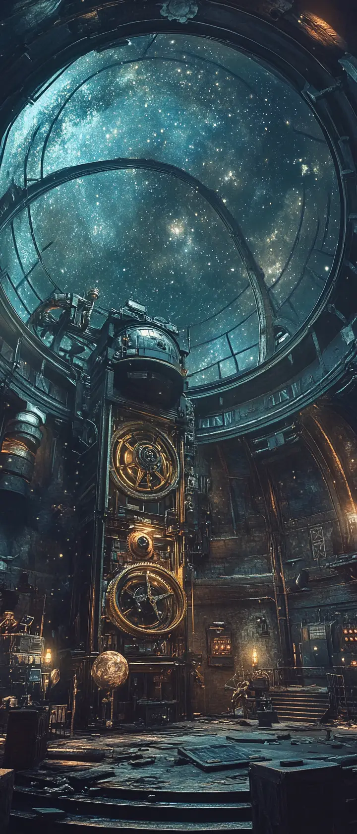 星辰旋舞的天空下，一座荒廢的維多利亞時代天文台