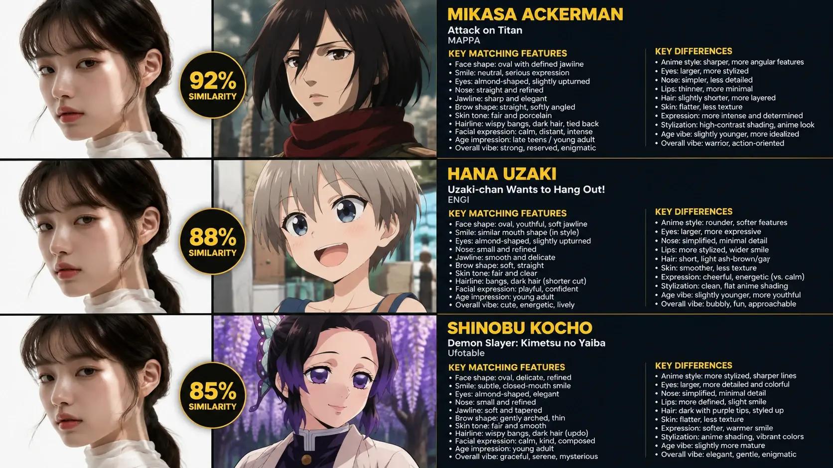 Match similar anime characters
