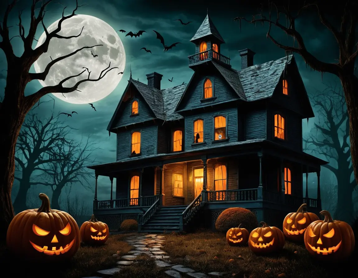 Bambini Spaventati in una Casa Stregata 3D nella Notte di Halloween