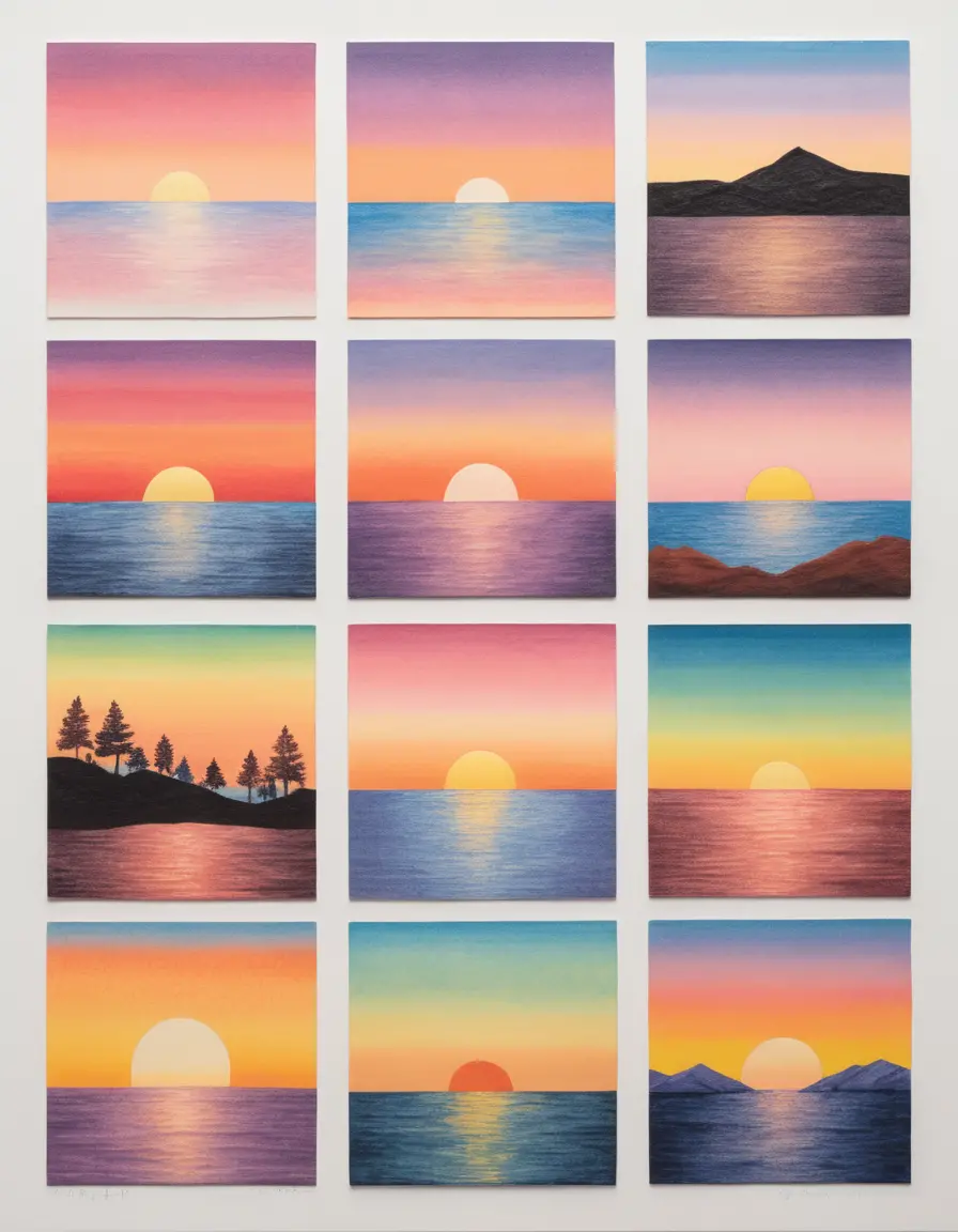 Grille de palette de couleurs pastel dessinée à la main sur fond blanc
