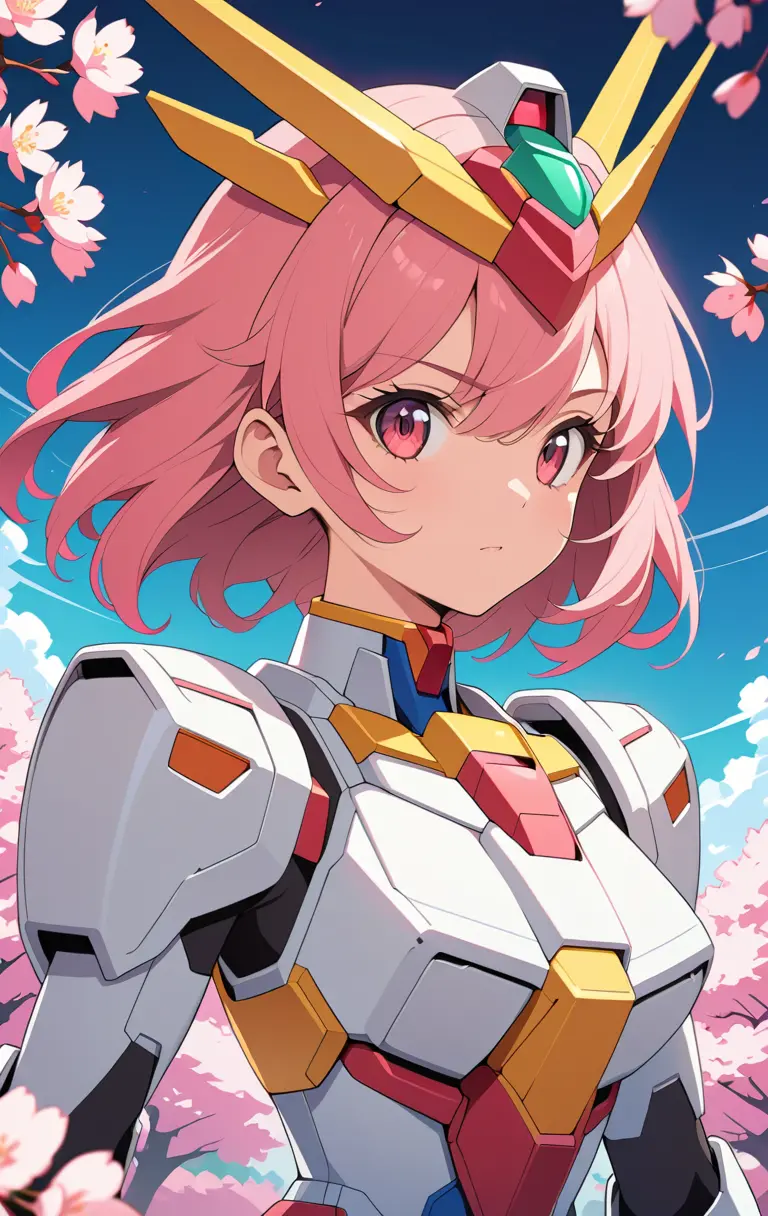 Weibliche Gundam-Figur aus Kirschblüten-Rüstung