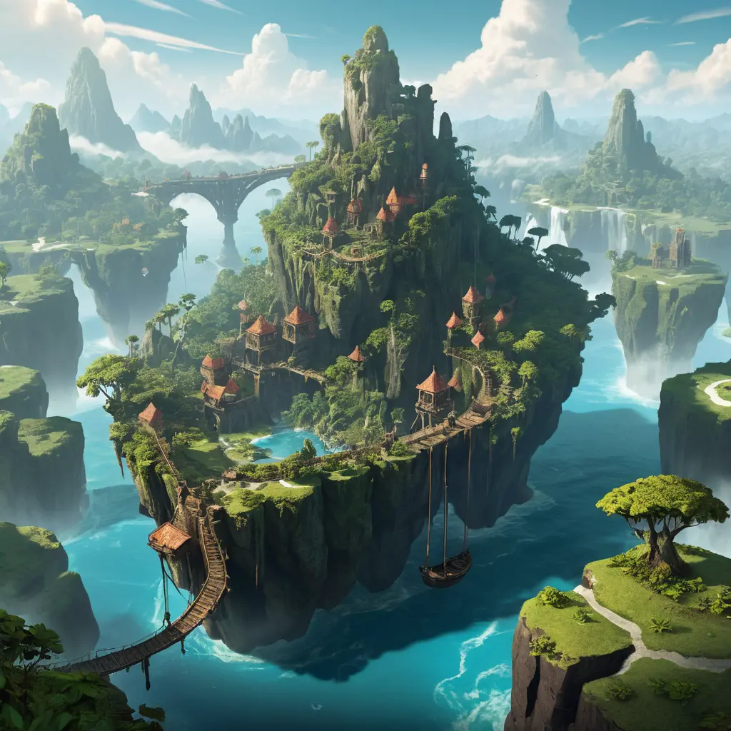 漂浮島群的 3D 奇幻景觀